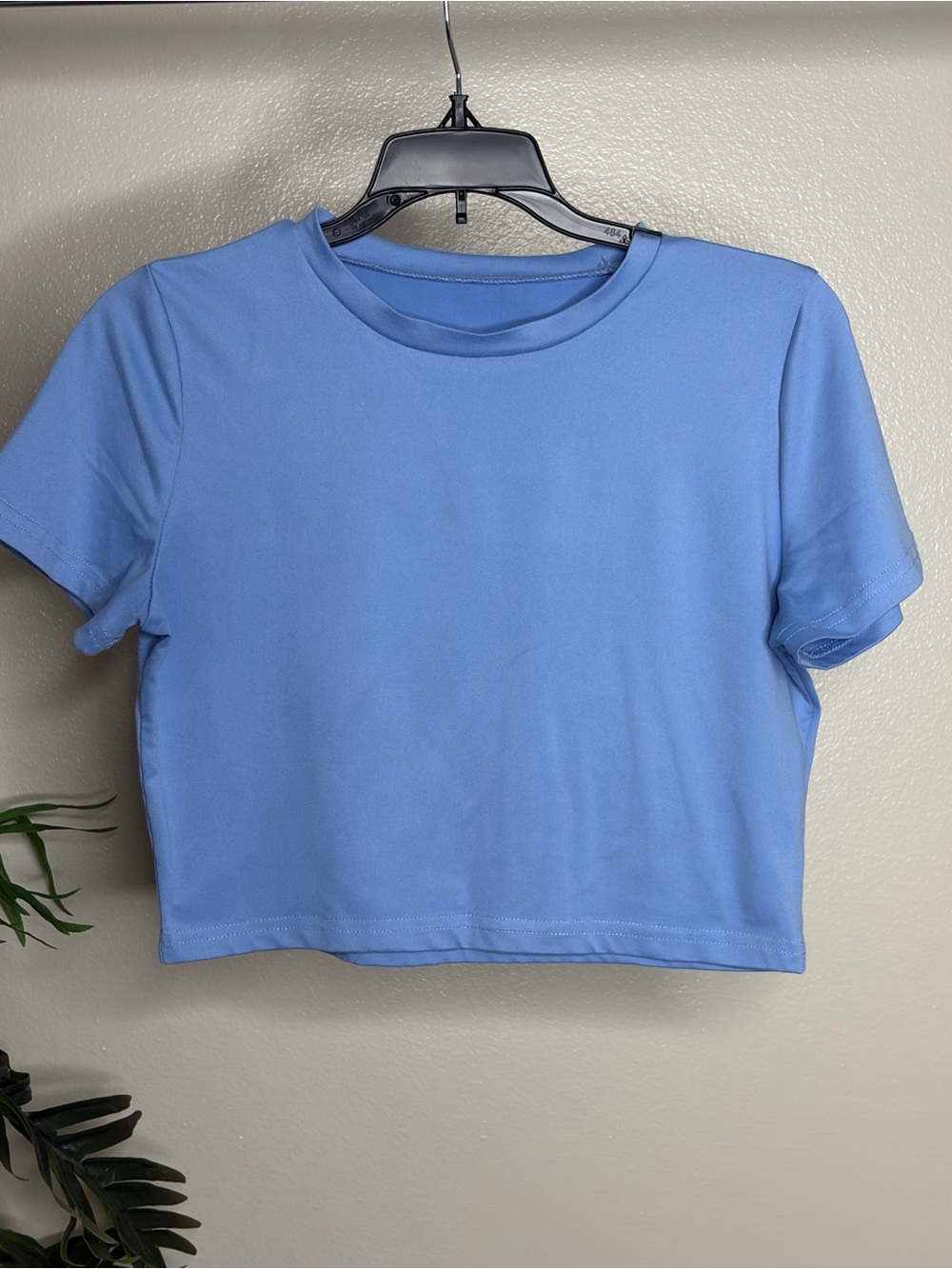 Blue Lounge Set Matching Crop Top Wide Leg Pants Soft Comfy Athleisure Travel - Picture 3 of 8